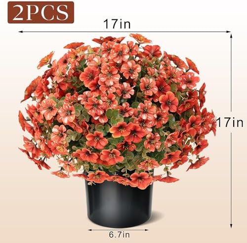 2 sets artificial fall flowers topiary ball trees, package contents