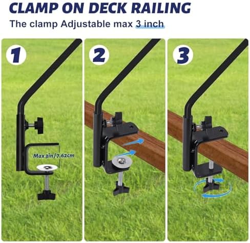 ERYTLLY 2 Packs 3 Inch Clamp 28" Long Deck Hook Wall Pole Wall ounted Deck Hook Extensible and Adjustable Wal!Bracket for Hanging Bird Feeder,Plants,Wind Chimes