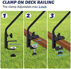 ERYTLLY 2 Packs 3 Inch Clamp 28" Long Deck Hook Wall Pole Wall ounted Deck Hook Extensible and Adjustable Wal!Bracket for Hanging Bird Feeder,Plants,Wind Chimes