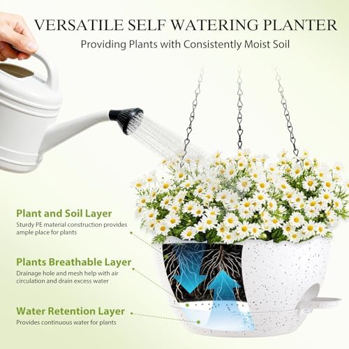 12 inch hanging baskets 2 pc with chains, side view
