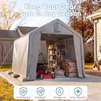 quictent 8x8ft storage shelter portable shed with roll-up, front angle view