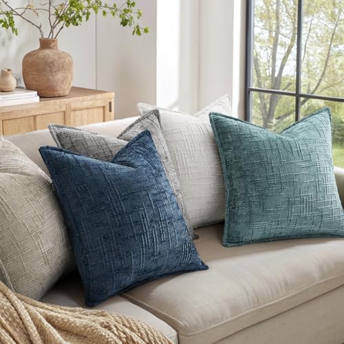 decoruhome chenille decorative throw pillow covers 20x20 set on a desk or shelf