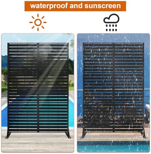 72" h×47" w metal privacy screen, outdoor indoor, side view