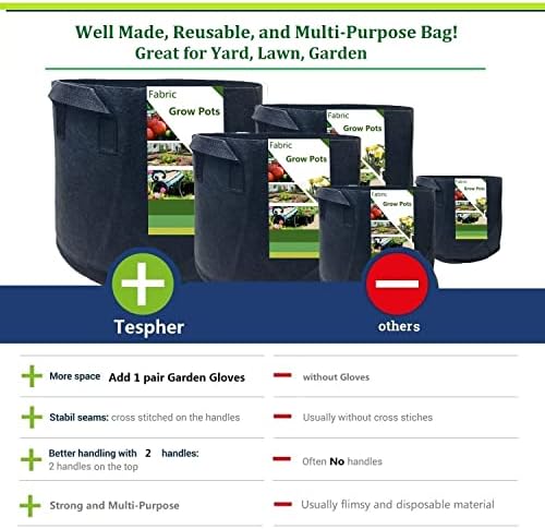 20 gallon thickened plant grow bags large (22x12, front angle view