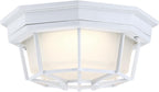 8.5 inch White Outdoor Flush Mount Ceiling Light LED 2700K 3000K 3500K 4000K 5000K 8.5” White Porch Outside Light for Balcony Octagonal LED Ceiling Lights,Aluminum Alloy,Glass,14W, 120V, 750lm-1000Lm