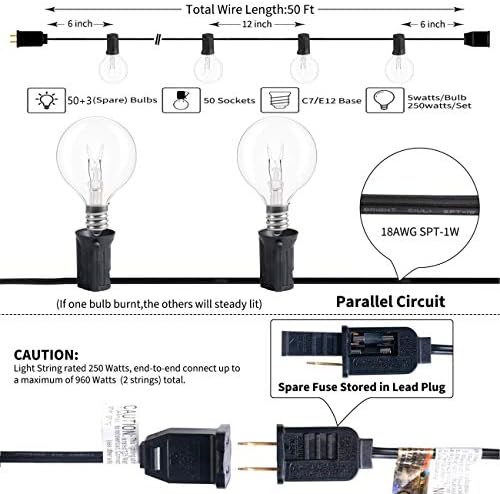goothy 50ft outdoor globe string lights, g40 patio shown in use