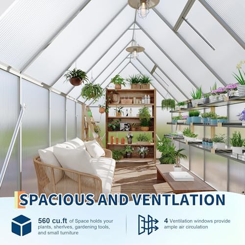 cabihome 6x 11 ft outdoor greenhouse, polycarbonate greenhouse shown in use