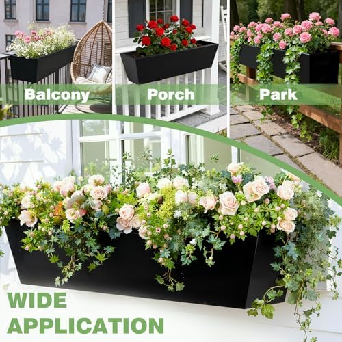 railing planter for outdoor plants 36'' metal hanging on a desk or shelf
