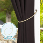 NICETOWN Indoor & Outdoor Curtain 95 Long for Patio Waterproof, Thermal Insulated Blackout Drape for Bedroom,UV & Privacy Protection Blind for Porch/Shower, 1 Panel, W52'' by L95'', Toffee Brown