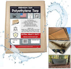 tan extra heavy duty 16 mil poly tarp, close-up detail