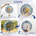 Sun and Moon Wind Spinners Outdoor Hanging - 12 inch Sun Outdoor Metal Decor Birthday Gifts for Women Mom Grandma,3D Wind Sculptures Art for Yard and Garden Patio Lawn Balcony Porch Decorations