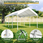 aoxun 10x20 ft carport, heavy duty car canopy, close-up detail