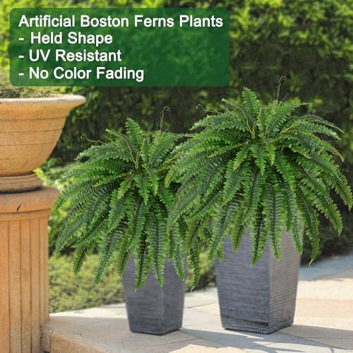 dkaltm 45" artificial boston fern (set of 2), close-up detail