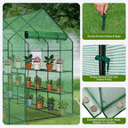 outvita walk-in greenhouse, 3 tiers 12 shelves, durable showing dimensions