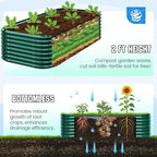 quictent galvanized oval raised garden bed kit, 8x4x2 showing dimensions