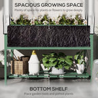 outsunny raised garden bed with cover and storage, side view