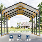 homshade 12x20ft metal carport with removable sidewalls &, close-up detail