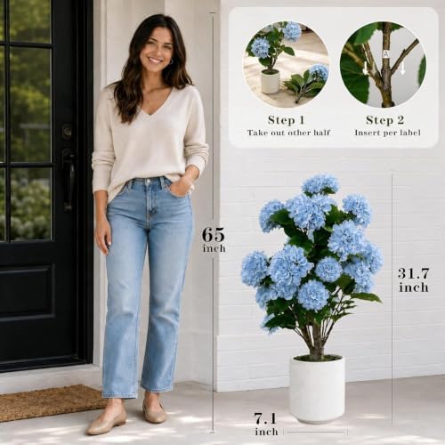 3ft artificial hydrangea tree outdoor | uv resistant, front angle view