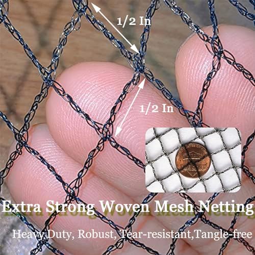 bird netting 7.5x100 ft, 1/2in mesh garden bird shown in use