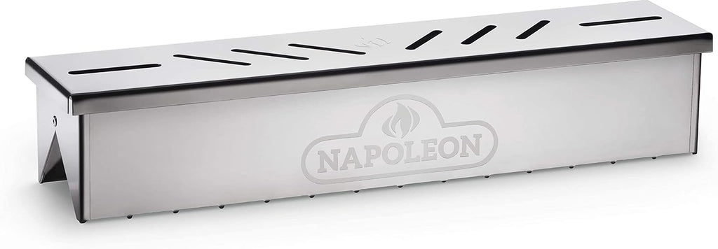 Napoleon Stainless Steel Smoker Box 67013 Add Smoky Flavor to BBQ, Easily Turn Gas Grill Into Smoker, Add Wood Chips or Chunks to Smoke Food on Barbecue 16.25 x 2.54 x 3.5