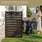 wooden privacy fence screen,outdoor trash can and air shown in use