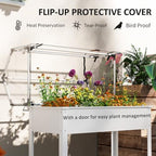 outsunny raised garden bed with flip-up cover, 39.4"x18.9"x48.8", close-up detail