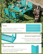 greenvines hdpe outdoor dining table w/umbrella hole for, close-up detail