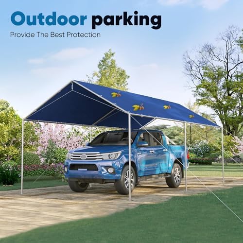 quictent 10x20 ft heavy duty car canopy galvanized, view 9