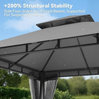 aoxun 8'x8' gazebo with double roof & mosquito on a desk or shelf