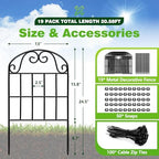 garden fence 24.5 in x 20.58 ft, 19-pack showing dimensions