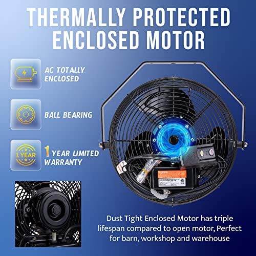 tornado 12 inch outdoor water-resistant metal industrial wall showing dimensions