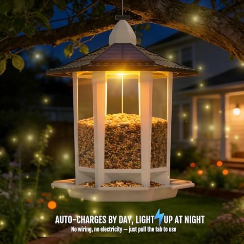 birdream 2 pack solar bird feeders for outdoors, side view