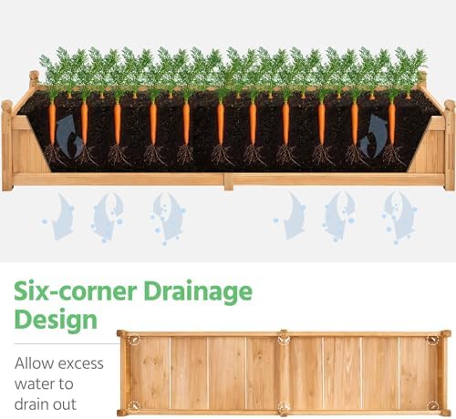 yaheetech 90.5" wooden raised garden bed rectangular planter showing dimensions