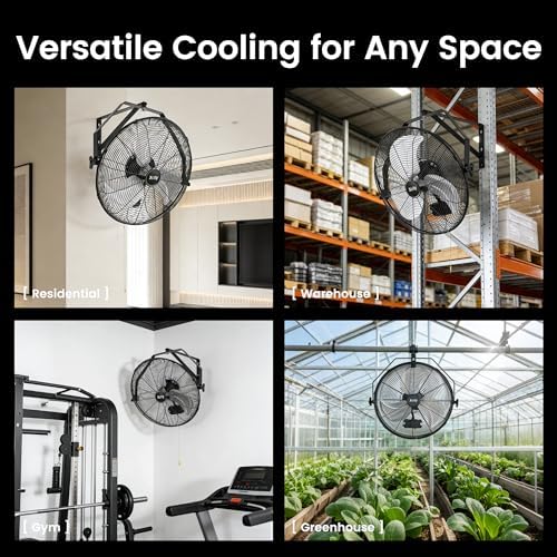 xcity wall mount fan 18", 3-speed, ip44 waterproof, front angle view