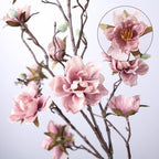 hyeflora 3pcs artificial magnolia flowers stems for spring, front angle view