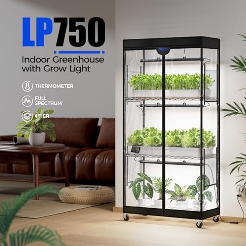 barrina lp750 indoor greenhouse with grow light, 4 shown in use