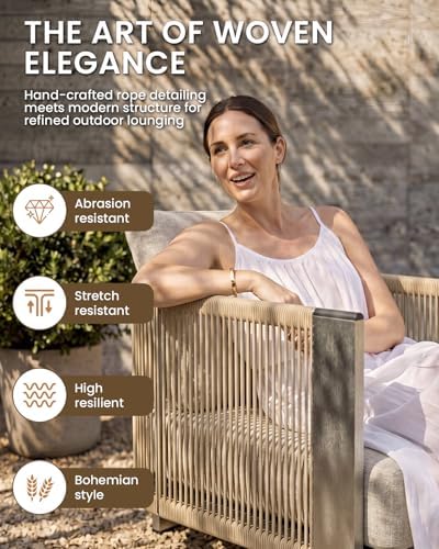 vexwalx luxury patio furniture set, 4-piece curved outdoor shown in use