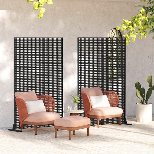 domi metal privacy screen, freestanding outdoor indoor divider, view 9
