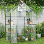 outvita walk-in greenhouse, 3 tiers 4 shelves, durable, front angle view