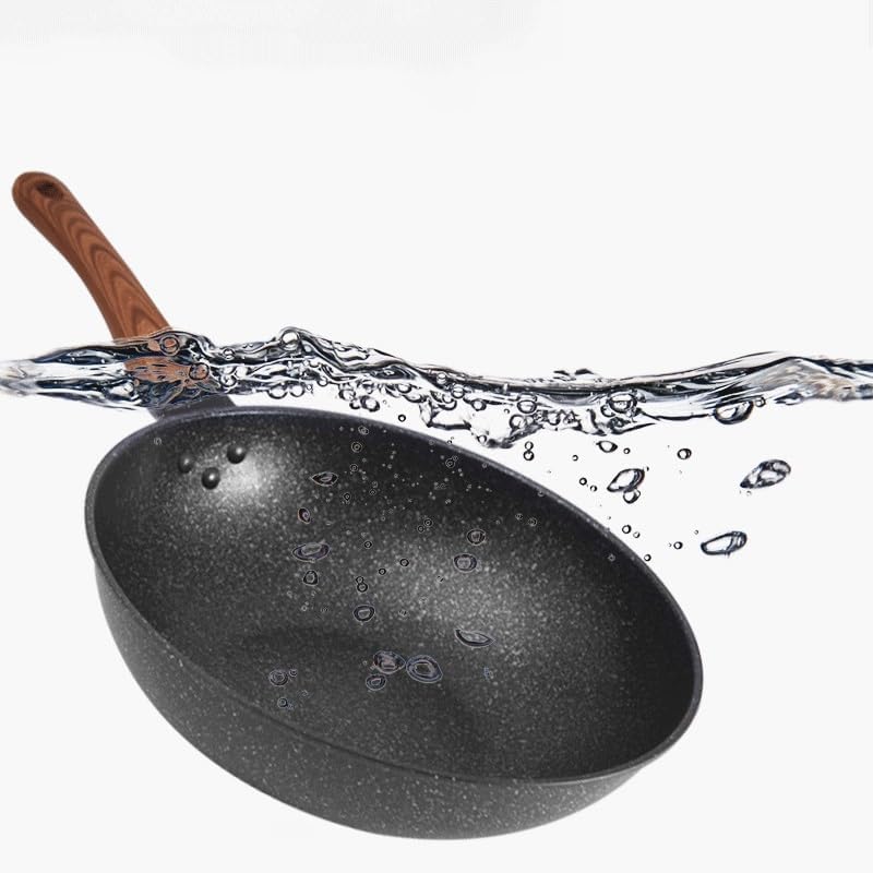 Wooden handle wheat rice stone wok household glass cover non stick boiler stove universal