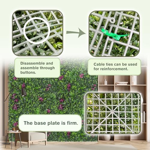 faux greenery grass wall boxwood plant panel: 20"x20"(4, close-up detail