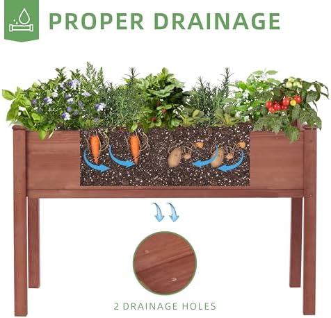 48x24x30 inch raised garden bed with legs, elevated showing dimensions