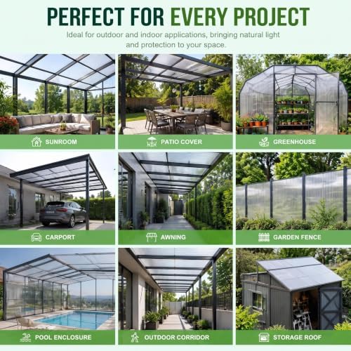 garvee 6 pcs 4ft *2ft *0.16in polycarbonate twin-wall, front angle view