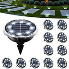 SOLPEX Solar Ground Lights Outdoor, Pathway Lights 12 Pack Cool White | IP65 Waterproof Landscape Lighting for Walkway, Driveway, Pathway, Garden, Backyard Decor- Transparent Lampshade