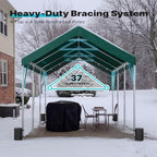 advance outdoor 12x20 ft heavy duty carport potable showing dimensions