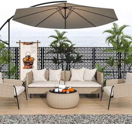6ft black freestanding metal outdoor privacy screen, cross, package contents