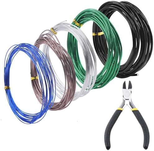 Swpeet 6Pcs 5 Sizes 0.8/1/ 1.5/2/ 3 mm Bonsai Training Wire 82 Feet Total with Wire Cutter, Aluminum Wire Bonsai Tool Kit, Bonsai Accessories for Bonsai Trees Indoor Garden DIY Tools