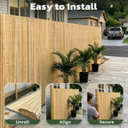natural bamboo slat screening, 6.5ft x 13ft bamboo showing dimensions