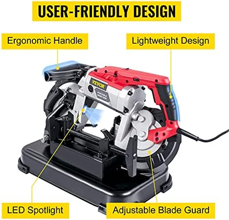 vevor portable band saw, 110v removable alloy steel, side view