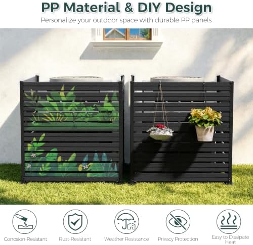 air conditioner fence, 50" w x 50" h showing dimensions
